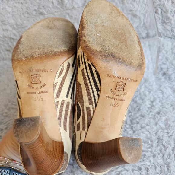 Banana Republic Women's Textured Fabric Slip On Pump‎ Block Heels Size 6.5 Brown - Picture 5 of 7